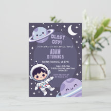 Convite de Aniversário Espacial | Astronauta da Ga