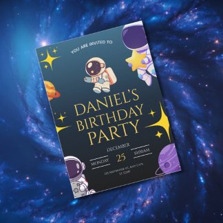 Convite de Aniversário Espacial para Crianças,