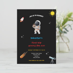 CONVITE DE ANIVERSÁRIO ESPAÇO PRETO
