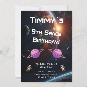Convite de Aniversário Espaço Sideral Espaçoso