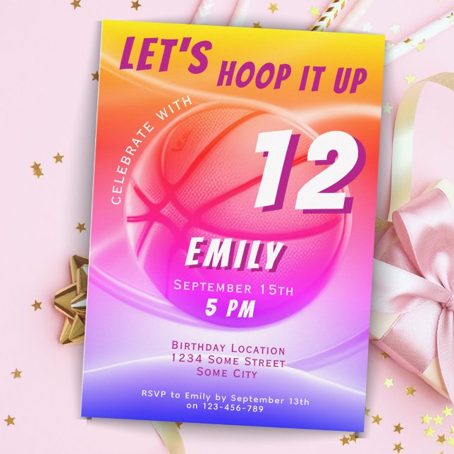 Convite de Aniversário Esportes Aro de Basquete  (Criador carregado)