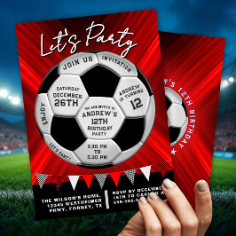 Convite de Aniversário Esportivo Bola de Futebol c