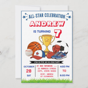 Convite de Aniversário Esportivo Personalizado All