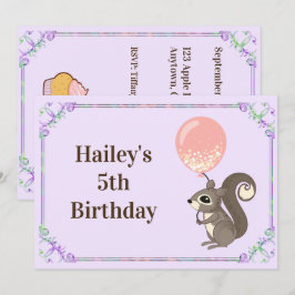 Convite de Aniversário Esquilo Adorável