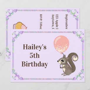 Convite de Aniversário Esquilo Adorável