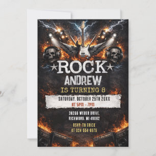 Convite de Aniversário Estrela do Rock & Roll Músi