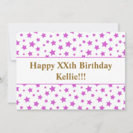 Convite de Aniversário Estrelas Cor-de-Rosa Com Me