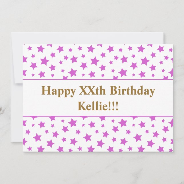 Convite de Aniversário Estrelas Cor-de-Rosa Com Me (Frente)