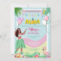 Convite de Aniversário Étnico Aloha Luau Tropical