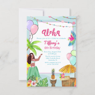 Convite de Aniversário Étnico Aloha Luau Tropical