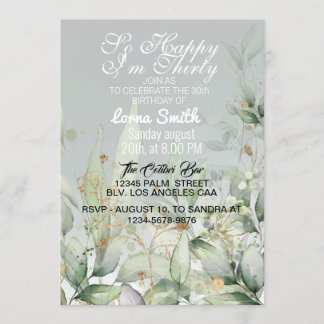 Convite de Aniversário| Eucalyptus Greenery Waterc