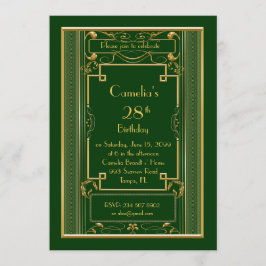 Convite de aniversário, excelente Gatsby, verde