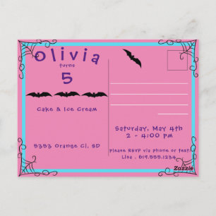 Convite de aniversário Fang-tástico de teia de ara