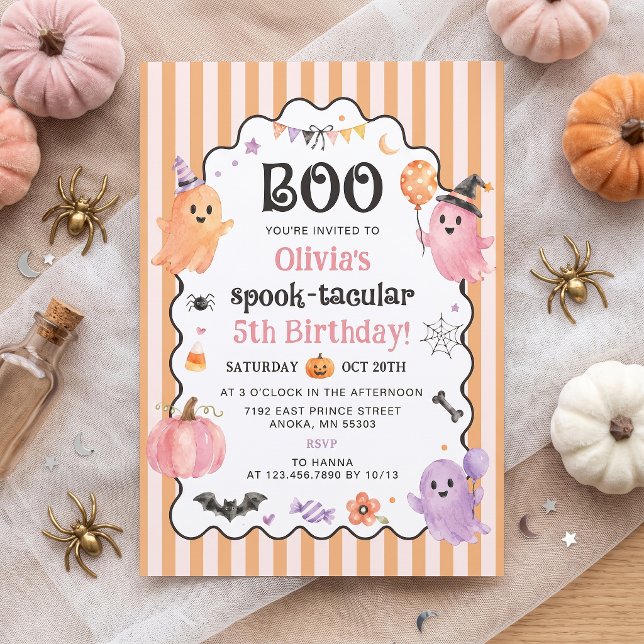 Convite de Aniversário Fantasma Boo Fofo (Criador carregado)