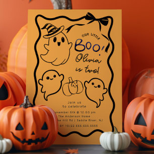 Convite de aniversário fantasma desenhado à mão