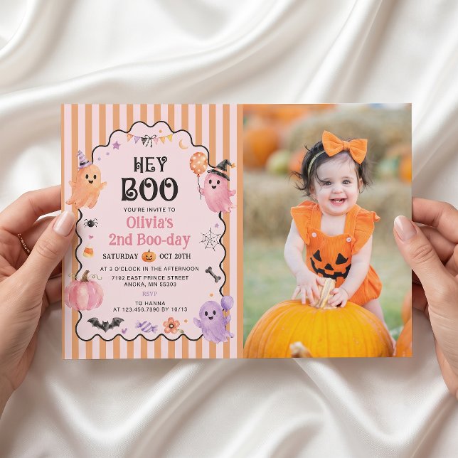 Convite de Aniversário Fantasma Fofo Hey Boo Assus (Criador carregado)