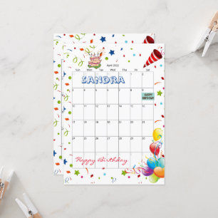 Convite de Aniversário Feliz ao Calendário de ab