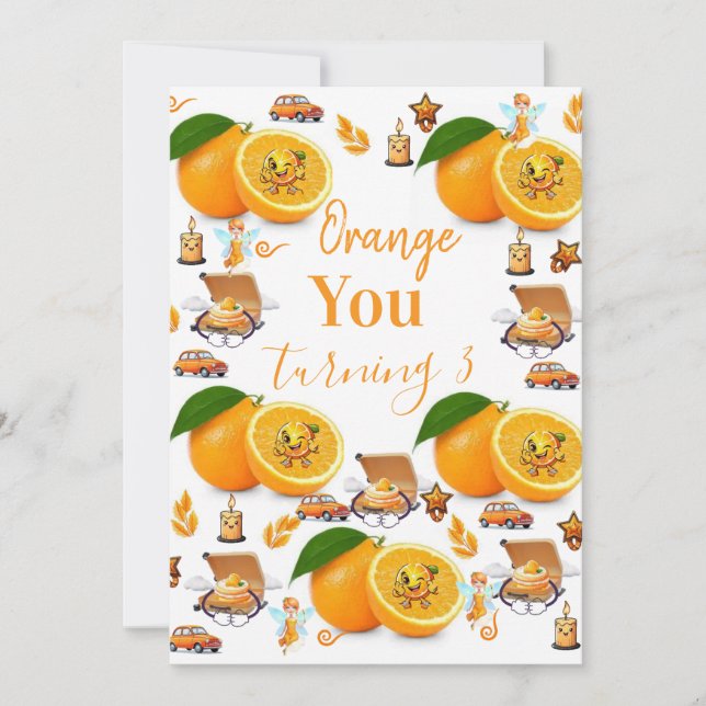 Convite de Aniversário Feliz Bolo de Frutas de Lar (Frente)