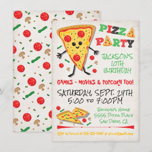 Convite de aniversário feliz da pizza da cara