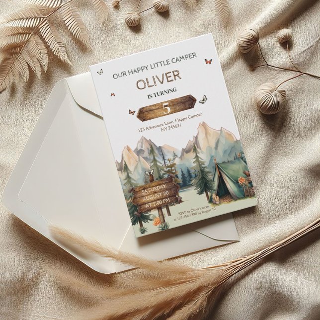 Convite de Aniversário Feliz de Camper (Criador carregado)