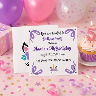Convite de Aniversário Feliz Unicórnio Personaliza