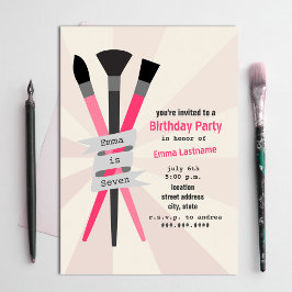 Convite de aniversário feminino - Tema de arte ros