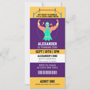 Convite de Aniversário Festa Bilhete Lucha Libre M