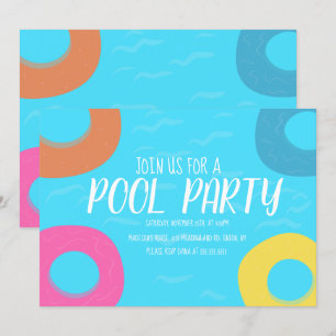 Convite de Aniversário Festa com Argola de Piscina