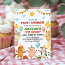 Convite de Aniversário Festa de Animais da Fazenda
