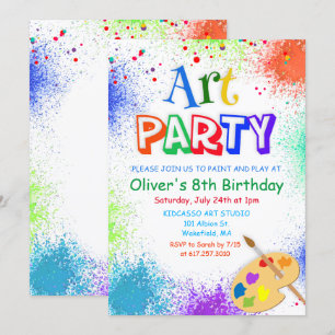 Convite de Aniversário Festa de Arte para QUALQUER