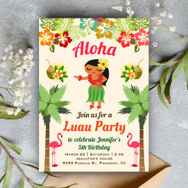 Convite de Aniversário Festa Luau Menina Havaiana 