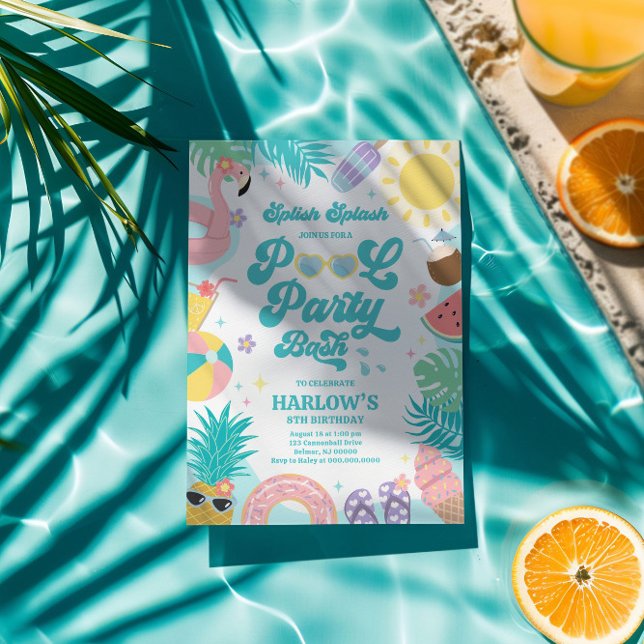 Convite de Aniversário Festa na Piscina (Criador carregado)
