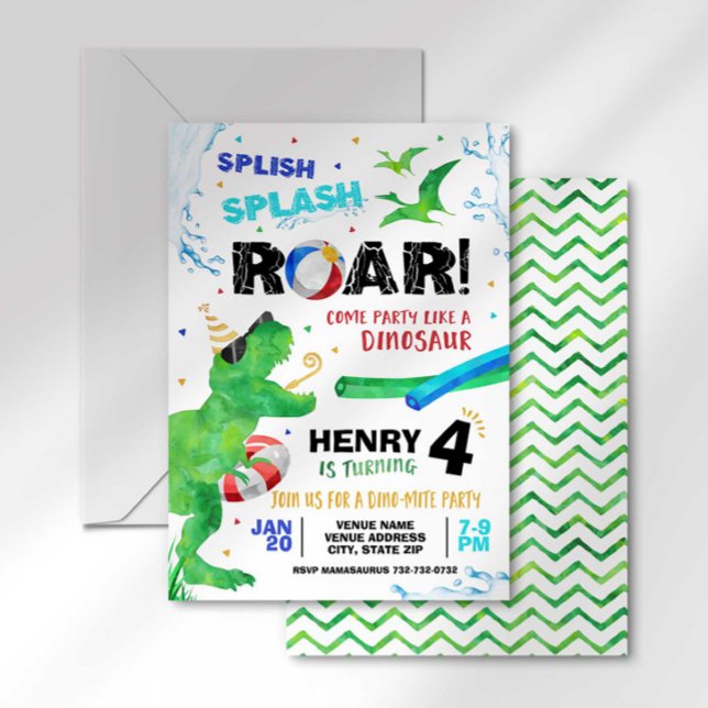 Convite de Aniversário Festa na Piscina dos Dinoss (Criador carregado)