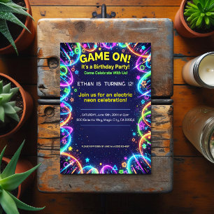 Convite de Aniversário Festa Neon Glow