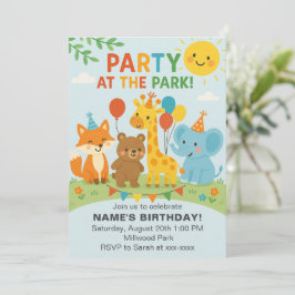 Convite de Aniversário Festa no Parque com Animais