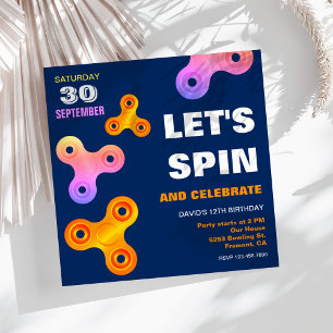 Convite de Aniversário Fidget Spinner