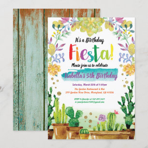 convite de aniversário Fiesta com cacto