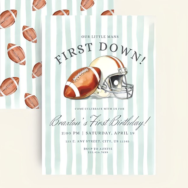 Convite de Aniversário First Down, Convite de Fute (Criador carregado)