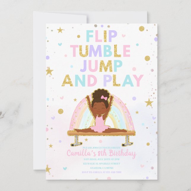 Convite de Aniversário Flip Tumble Jump e Play  (Frente)