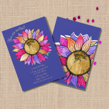 Convite de Aniversário Flor de Girassol Aquarela R