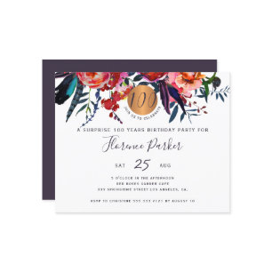 Convite de aniversário floral 100º