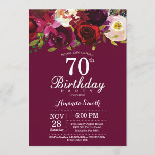 Convite de aniversário Floral 70