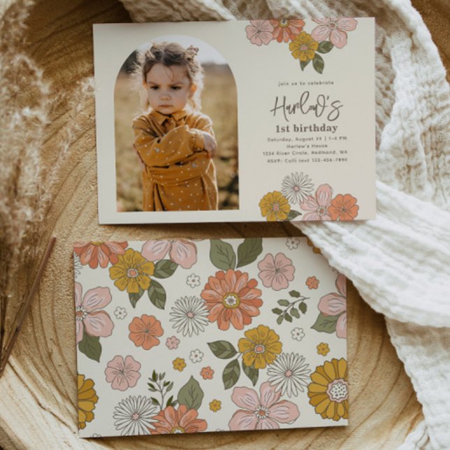 Convite de Aniversário Floral | Aniversário da rap (Criador carregado)