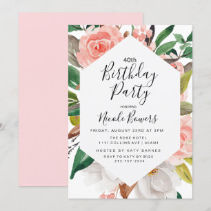 CONVITE DE ANIVERSÁRIO Floral Aquarela PARA QUALQU