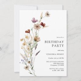 Convite de Aniversário Floral Boho