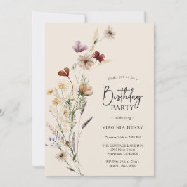 Convite de Aniversário Floral Boho