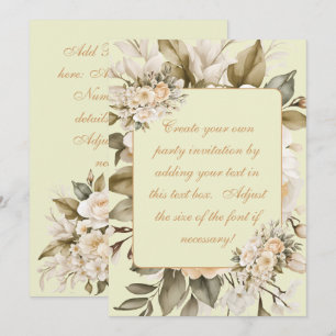 Convite de Aniversário Floral Boho Bege Elegante