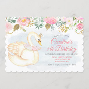 Convite de Aniversário Floral Cisne - TODAS AS IDA
