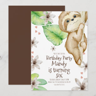 Convite de Aniversário Floral com Coração Pendurad