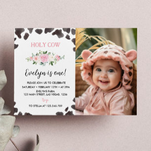 Convite de Aniversário Floral com Impressão de Vac